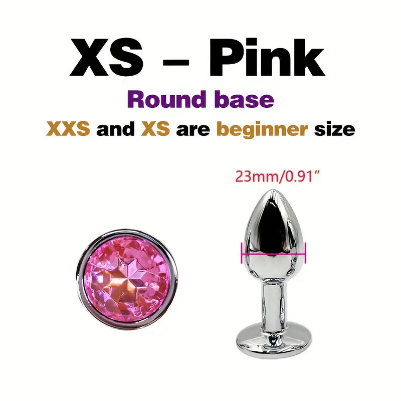 BDSM Metal Anal Plug With Gem Base For Beginner To Expert G-spot