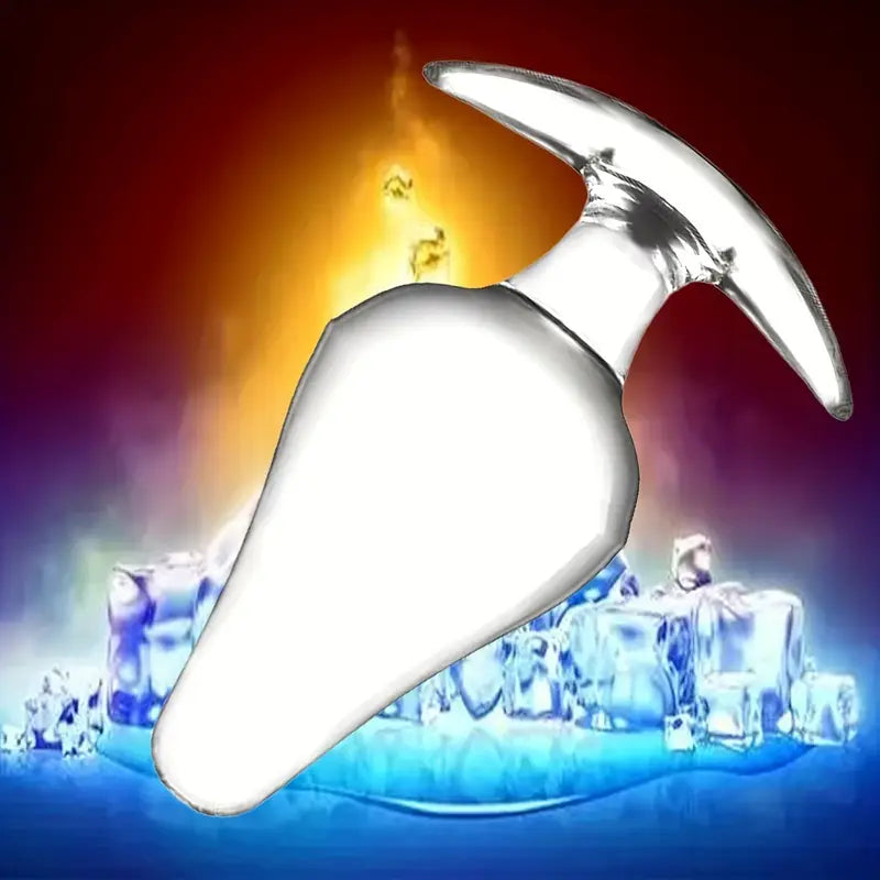 Crystal Glass Anal Plug Curved Base & Tapered Tip SM Anal Sex Trainer