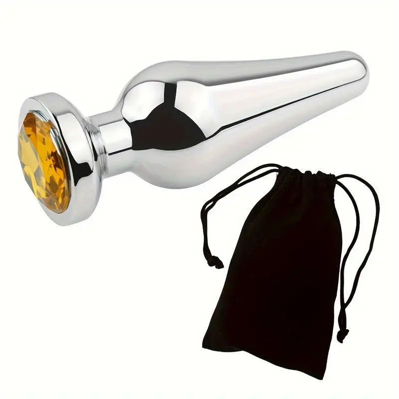 Stainless Steel Metal Anal Plug Gemstone Accent SM Couple Toy