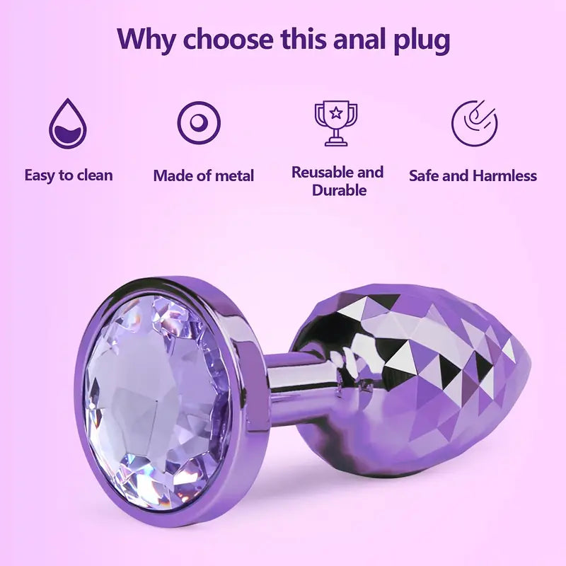 Luxury Geometric Diamond Design Reusable Durable Metal Anal Plug
