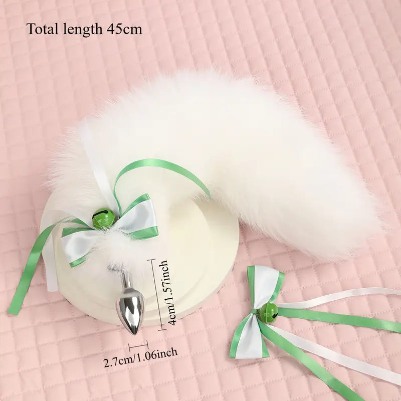 Adult BDSM White Fox Tail Butt Plug SM Metal Alternative Tail Adult Sex Toy
