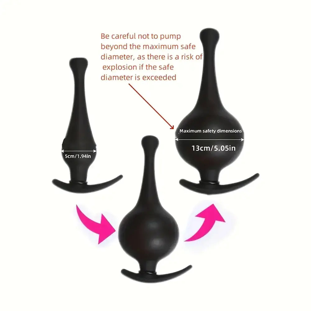 Silicone Expand Inflatable Anal Plug Adjustable Anal Balloon Pump