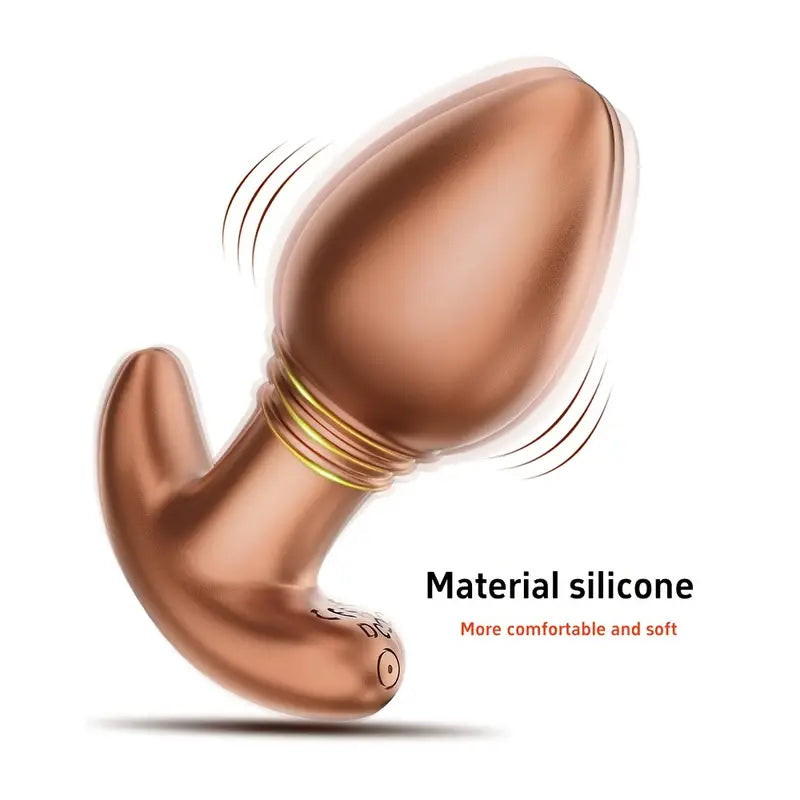 Golden Silicone Vibrating Butt Plug Rechargeable Prostate Massager