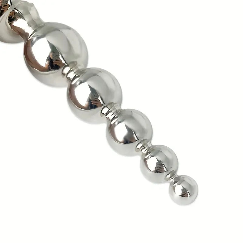 Sleek Metal Dual-Ended Anal Beads Plug Suitable For Both Men Women