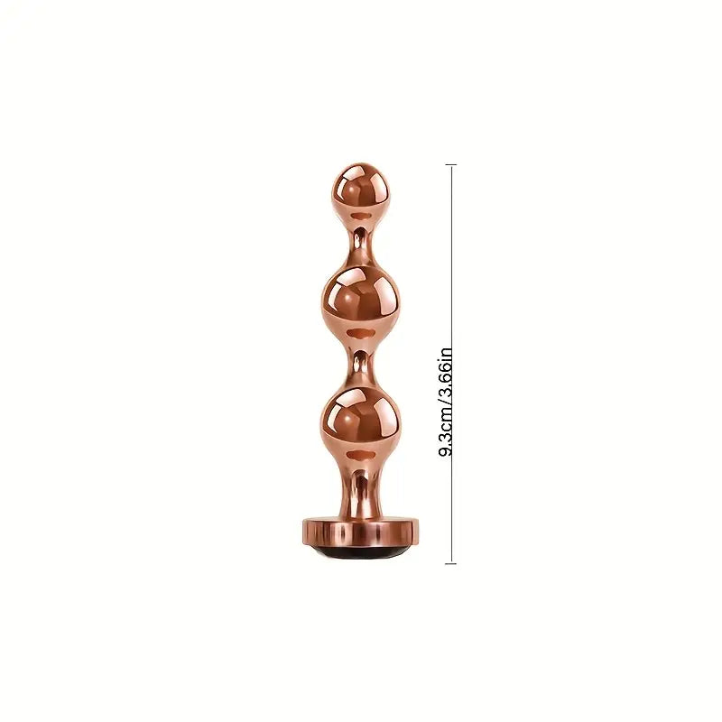 Rose Golden Metal Anal Plug 3-Tier Butt Plug With Gemstone Base