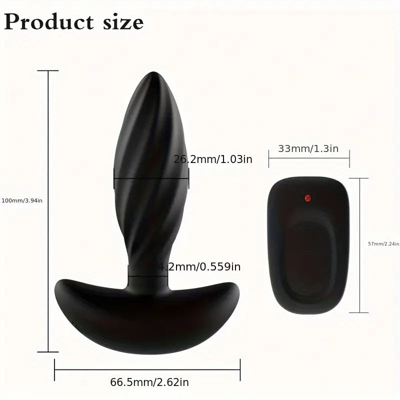 Black Anal Trainer With 16-vibration Butt Plug For Anus Vagina Stimulation