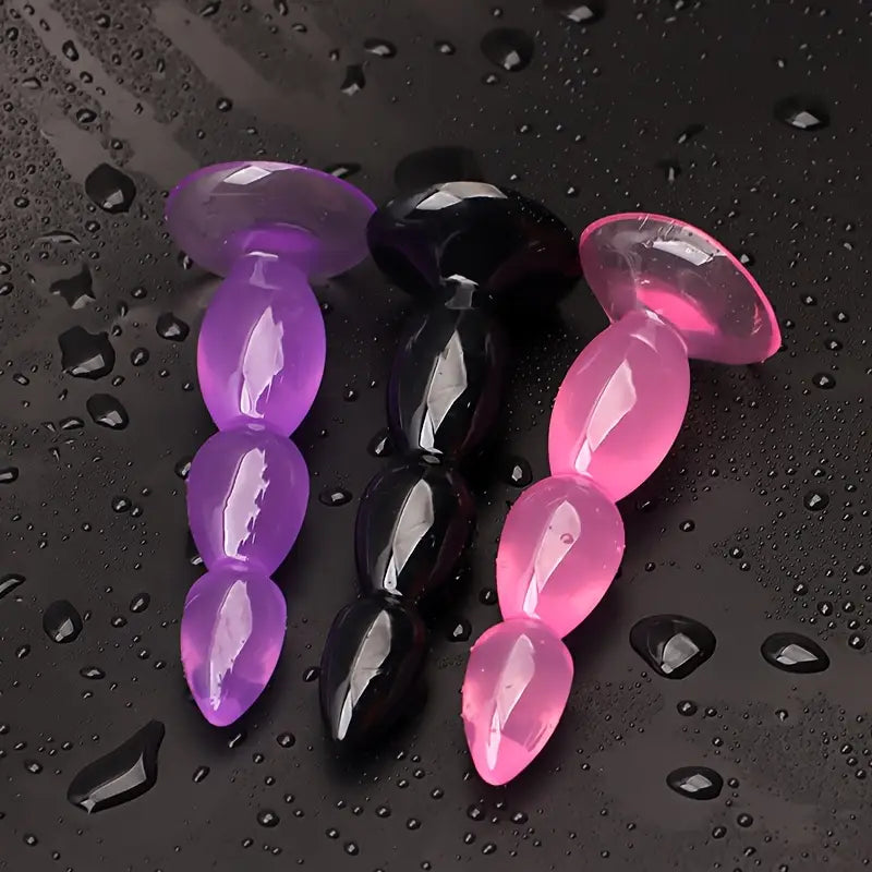 PVC Anal Plug Anal Dilation Device Wth Wavey Pearls Rear Tower Puller