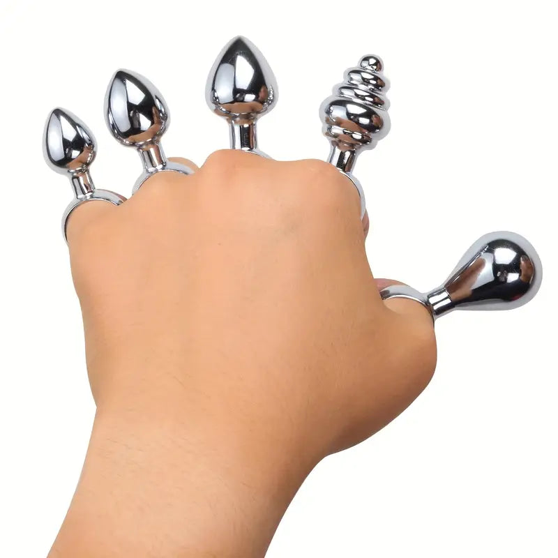 Premium Metal Anal Plug G-Spot Massager Dilator With Textured Pull Ring