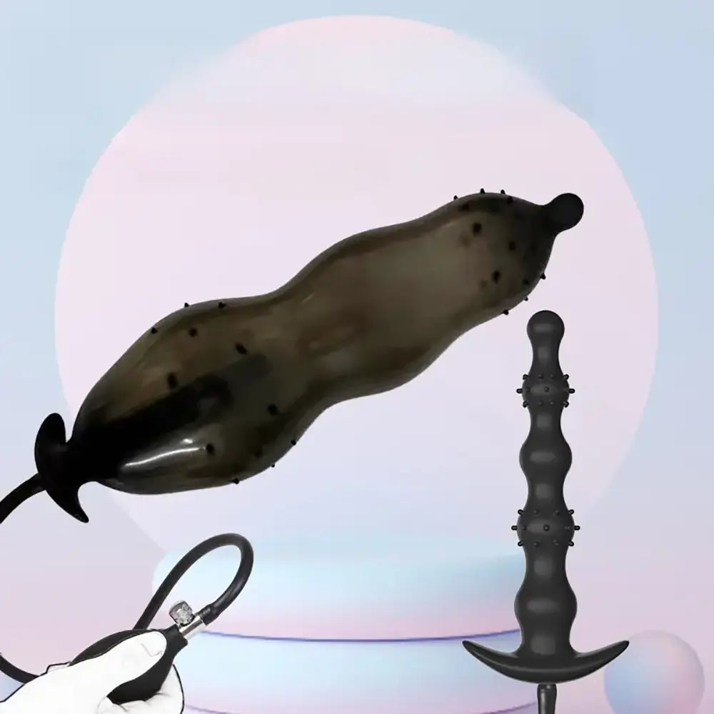 Inflatable Anal Plug With Beads For Anal Expansion Dilator With Beads