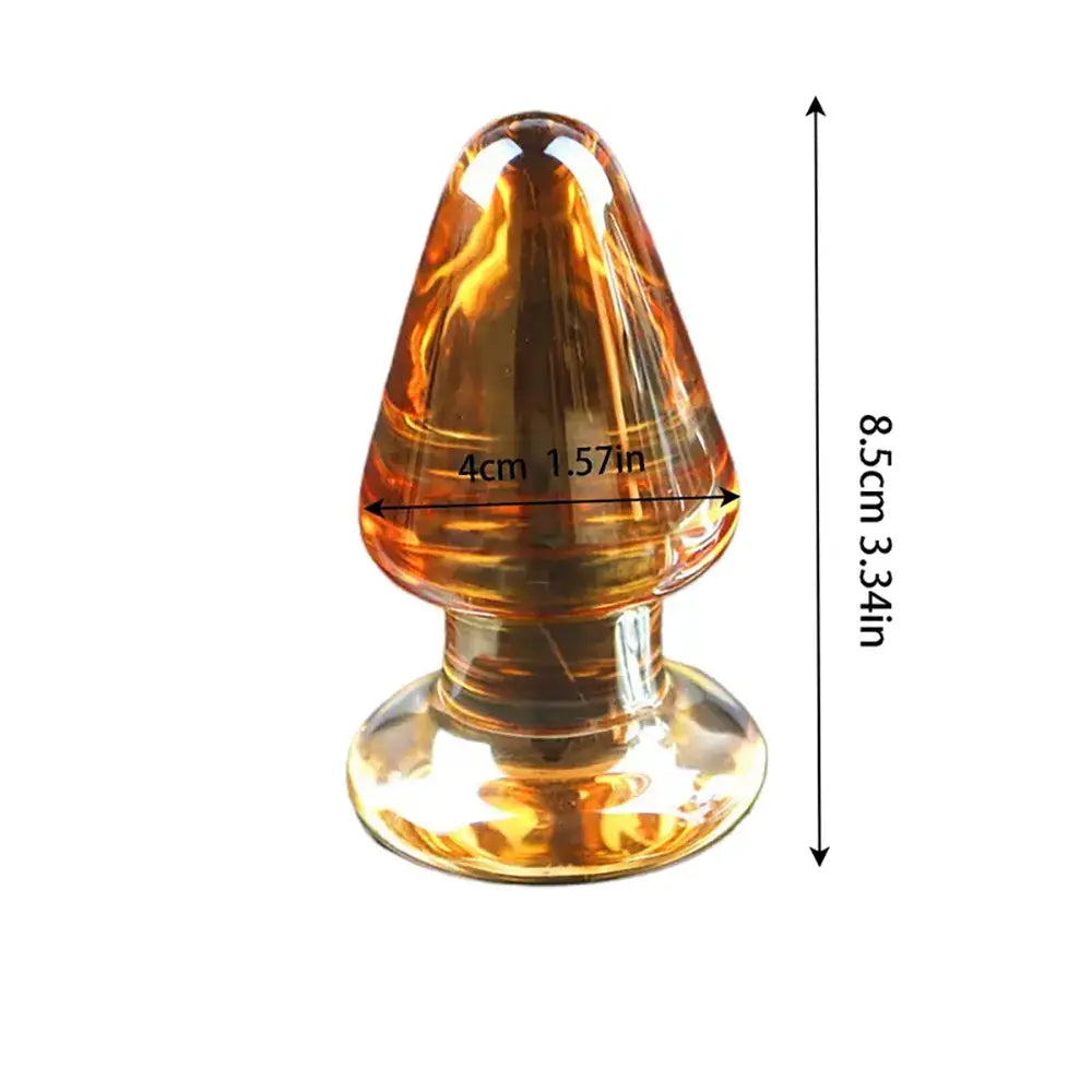 Elegant Amber Glass Anal Plug G-Spot Stimulation Smooth Finish Toy