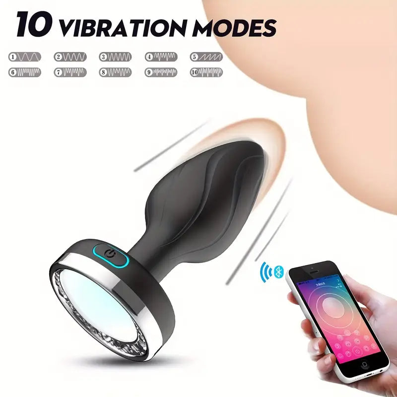 Vibrating Anal Plug With 10 Vibrating Light Modes Male Prostate Massager