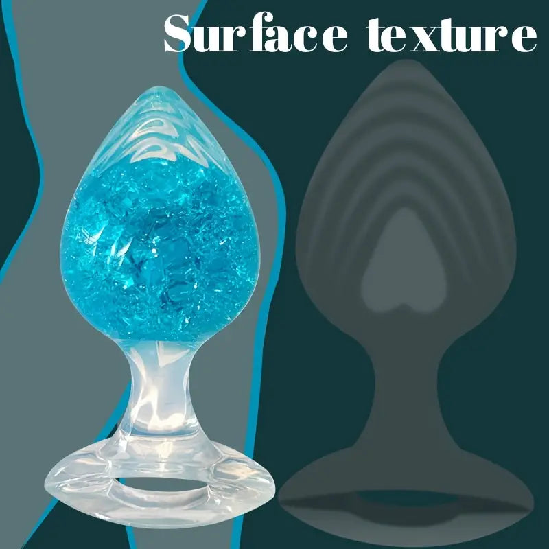 Textured Liquid Silicone Crystal Heart-Shaped Blue Passion Play Intimate Toy