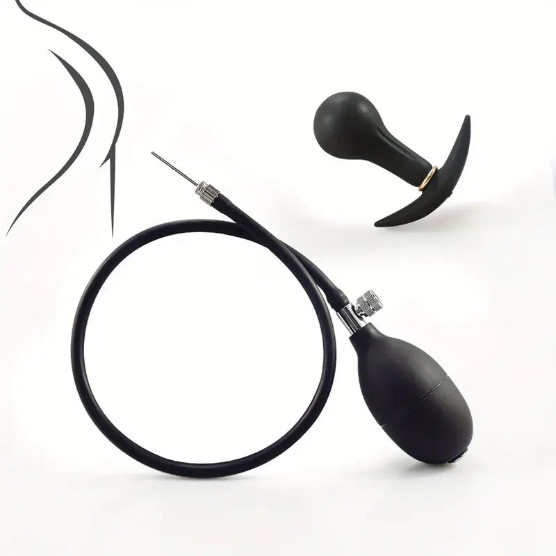 Unisex Anal Plug With Inflation Controller Inflatable Silicone Flirting Adult Toy