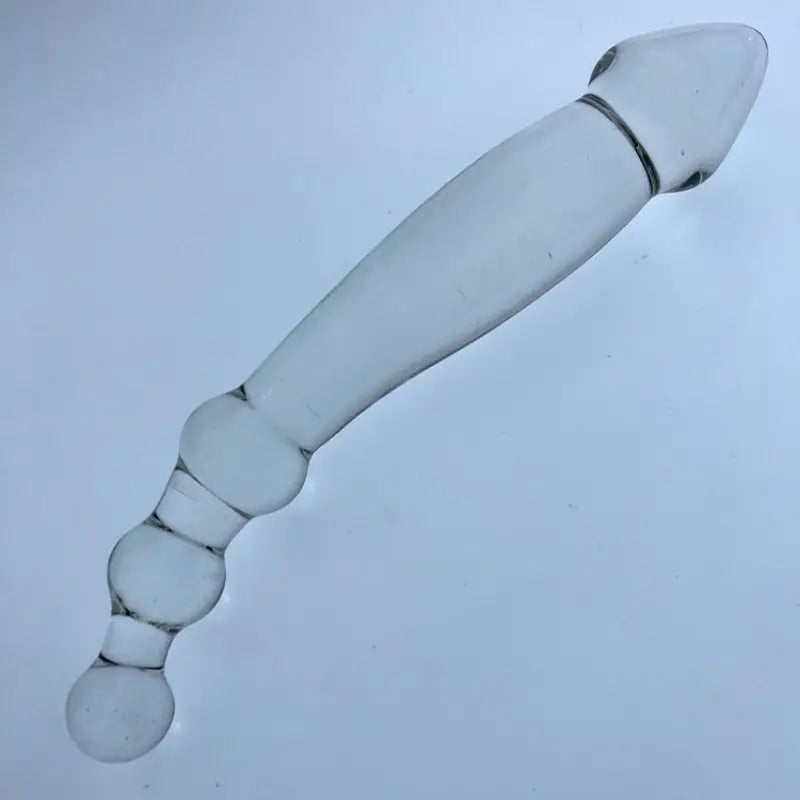9.05in Crystal Clear Glass Double-Ended Curved Dildo Anal Plug For Lesbian