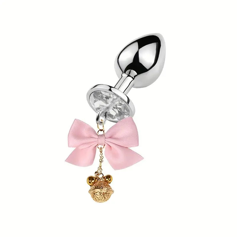 SM Adult Sex Metal Anal Plug With Bow Wind Chime Accessories