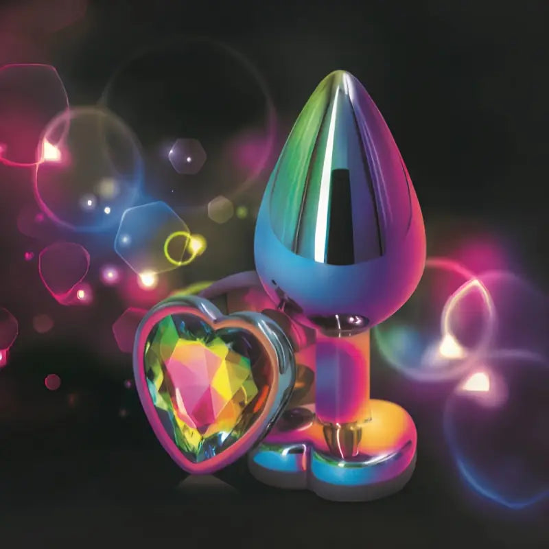 Rainbow Gradient Color Colorful Crystal Metal Princess Anal Plug