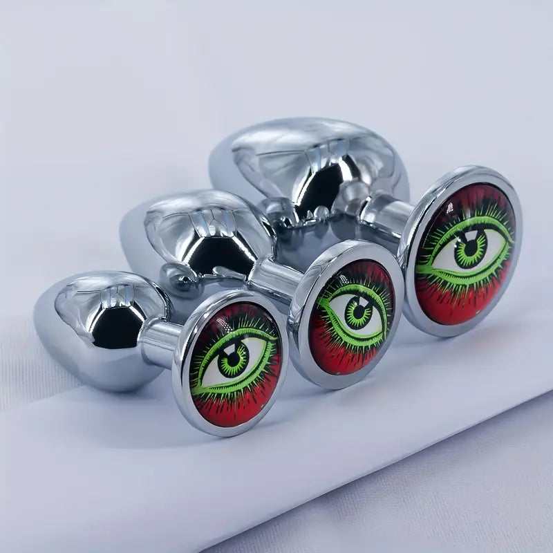 Metal Round Anal Plug With Various Pattern Sequins Alternative Toy