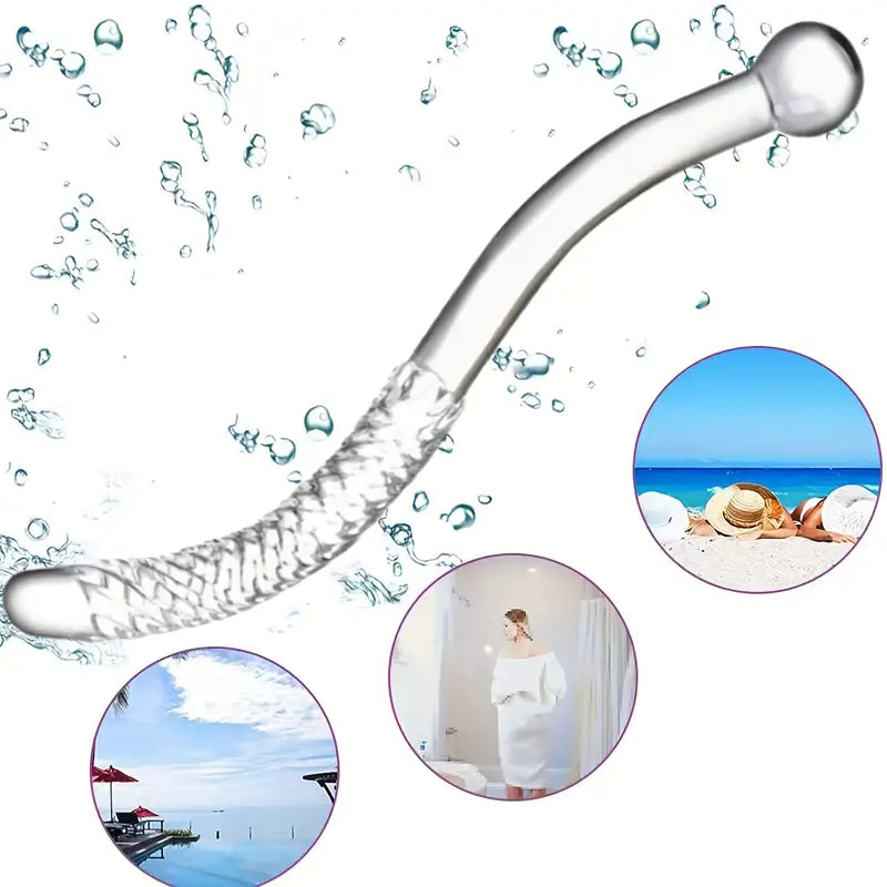 10.04in Crystal Glass Pleasure Wand Glass Dildo Crystal Double-Ended Penis