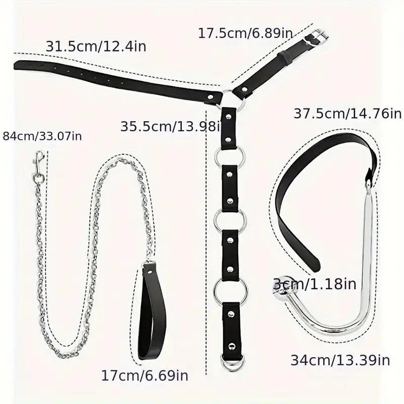 BDSM Bondage Kit Anal Hook Handcuffs Collar with Anal Trainer Ball Gag