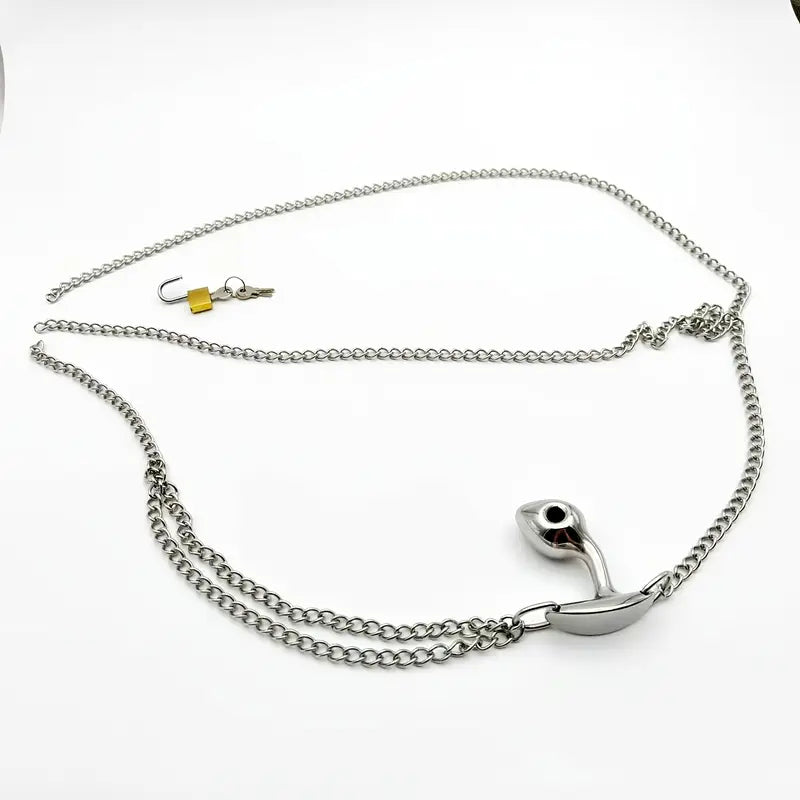 Wearable Iron Underwear With Metal Anal Plug For Posterior Massage