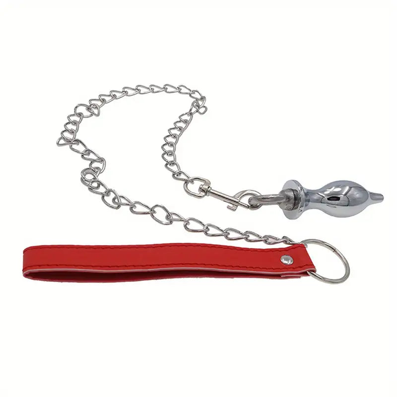 Unisex Metal Butt Plug With Traction Rope Adult Toy For Bedroom Orgasm