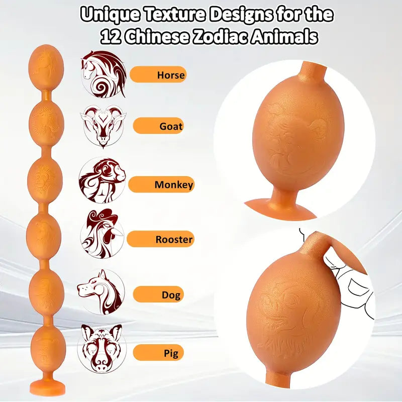 Zodiac Animals Silicone Wearable Anal Beads Anal Plug Pull Beads Massager