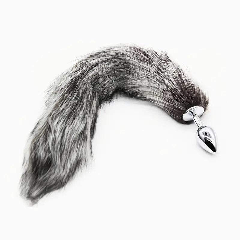 Separable Metal Anal Plug Real Fox Tail Role Play Butt Plug Anal Sex Tail