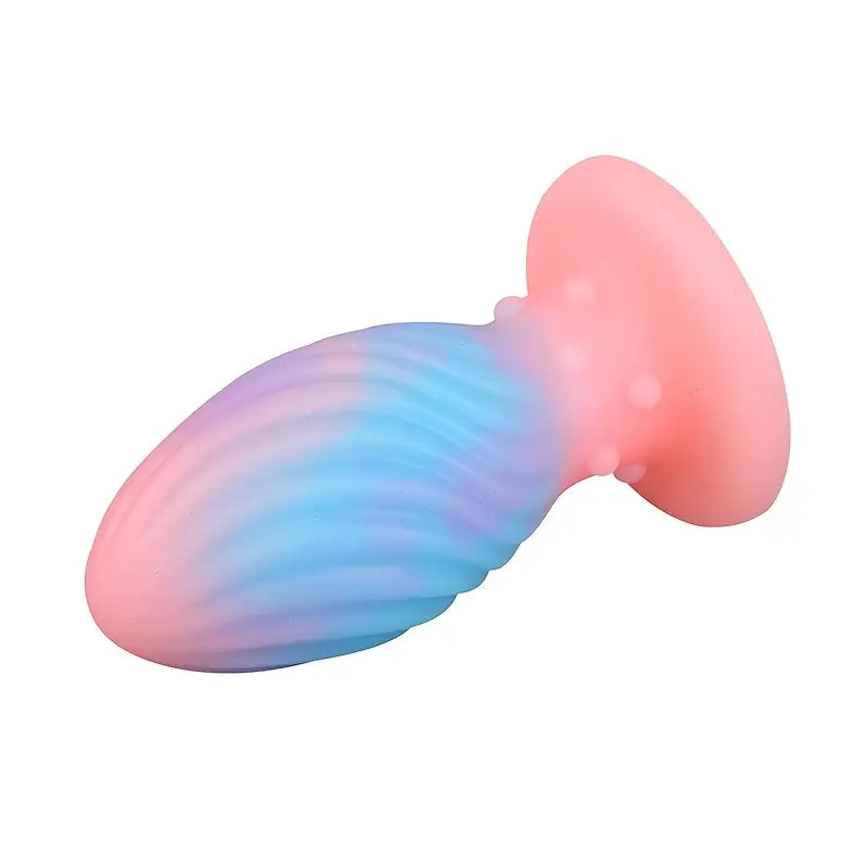 Blue Pink Luminous Mixed Color Soft Silicone Threaded Dragon Egg Anal Plug