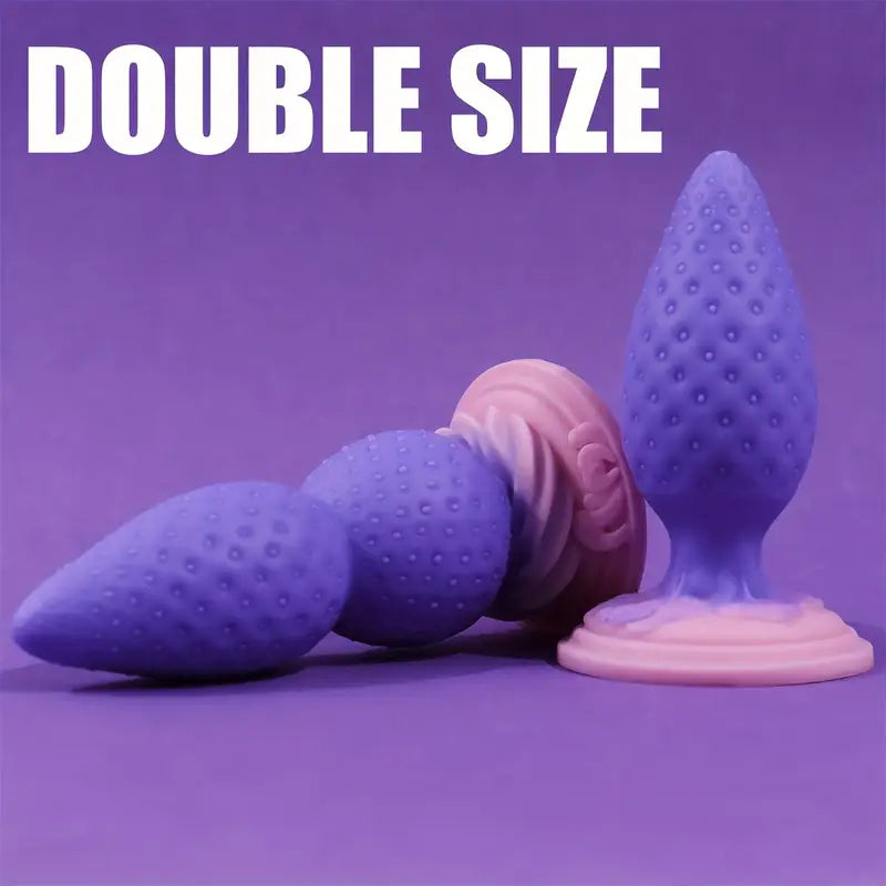 Super Soft Strawberry-Shaped Liquid Silicone Double Size Anal Plug
