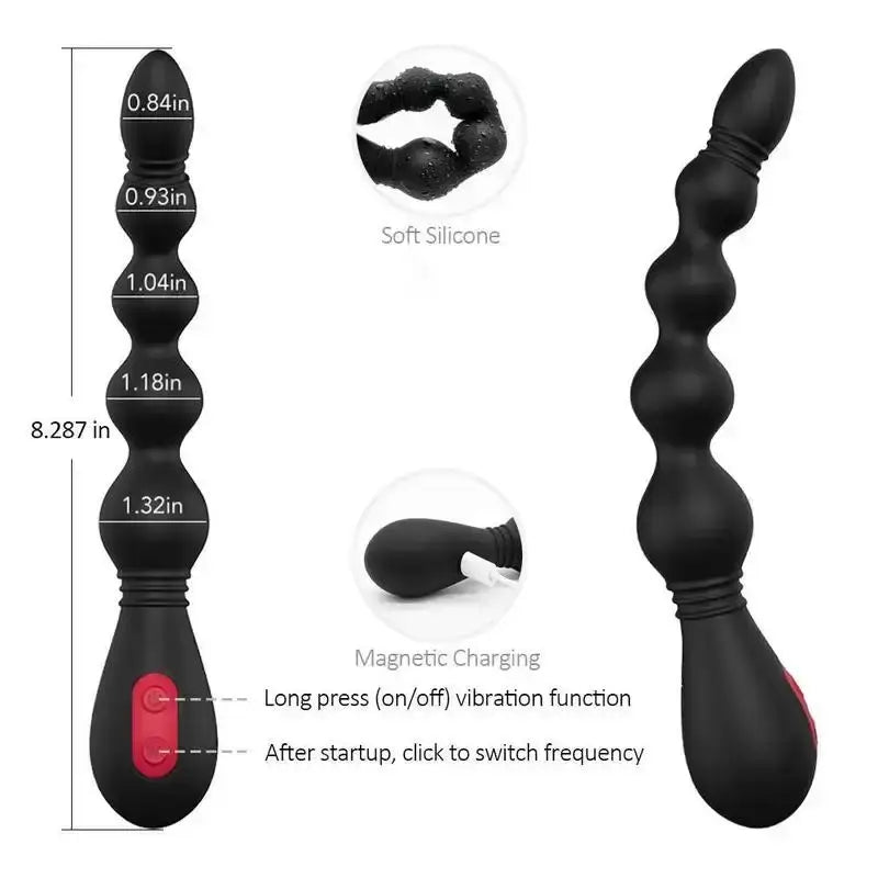 Vibrating Anal Beads Plug Flexible Silicone Anal Butt Plug For Couple