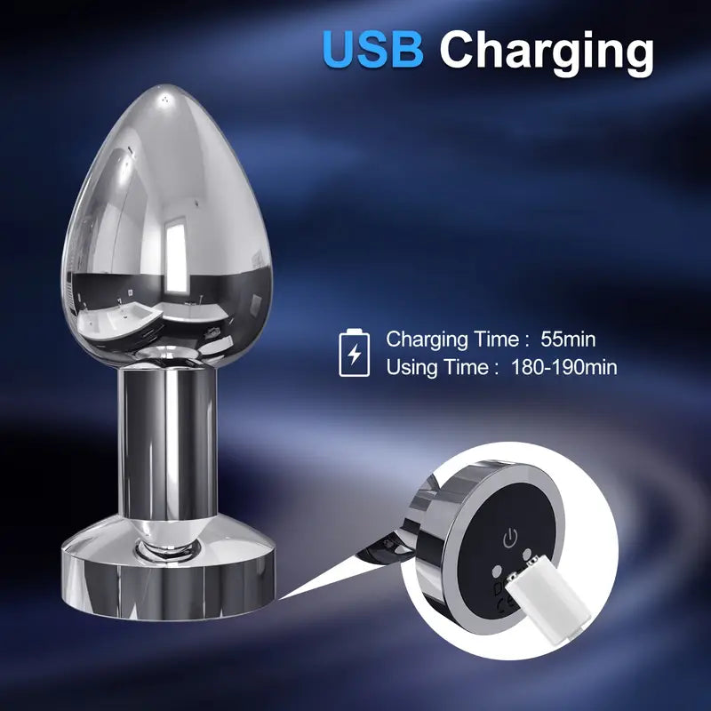 Remote-Controlled Vibrating Metal Anal Plug Couples Flirting Adult Sex Toy