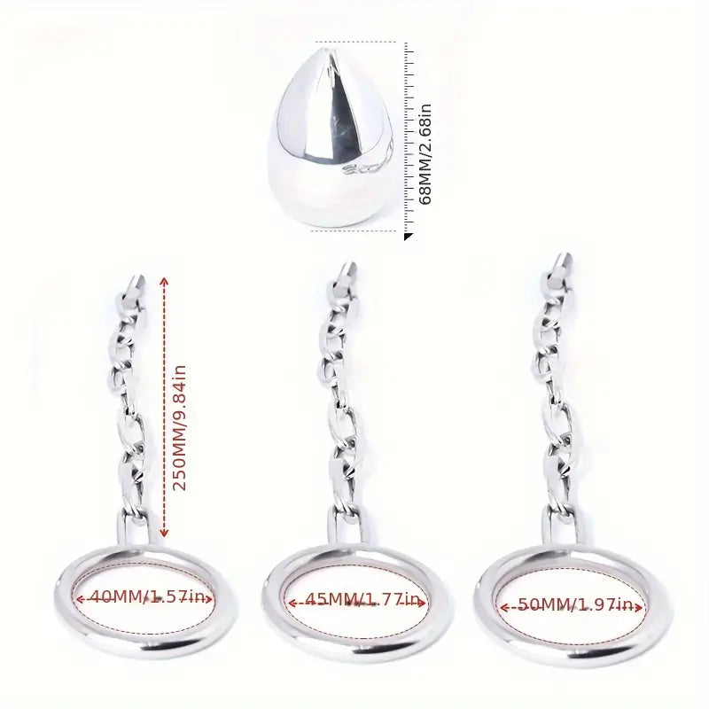 Large Metal Stainless Steel Detachable Chain Anal Plug Adult Sex Toy