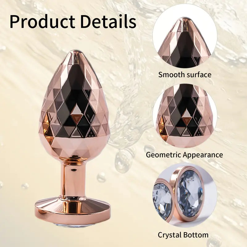 3pcs Luxury Geometric Diamond Anal Set Metal Butt Plug For G-Spot