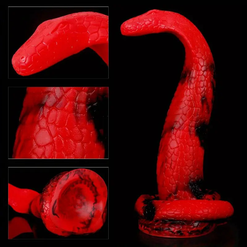 Silicone Cobra Snake Anal Plug Red Black Solid Pattern Anal Sex Toy