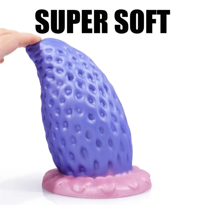 Giant Strawberry-Shaped Soft Liquid Silicone Purple Anal Plug Toy