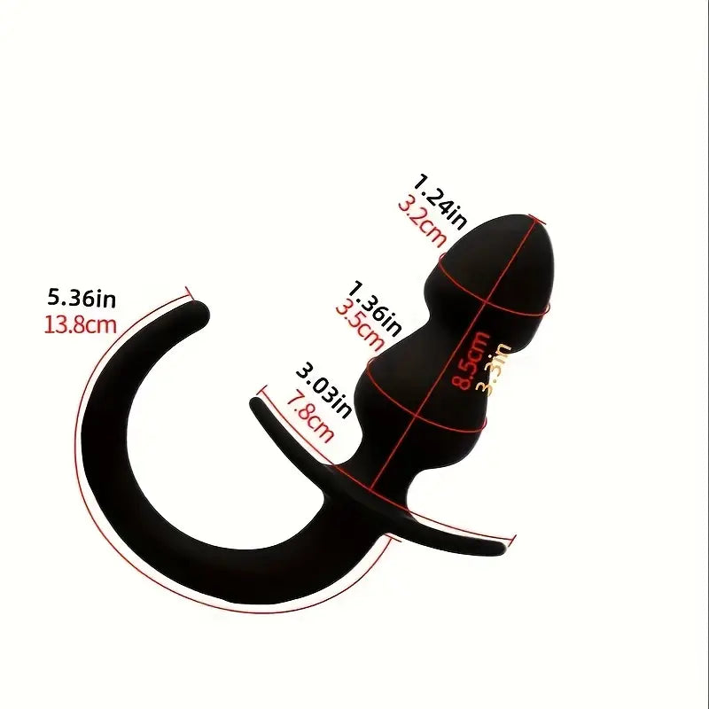 Double Bead Silicone Manual Dog Tail Anal Plug T-Shaped Anal Plug