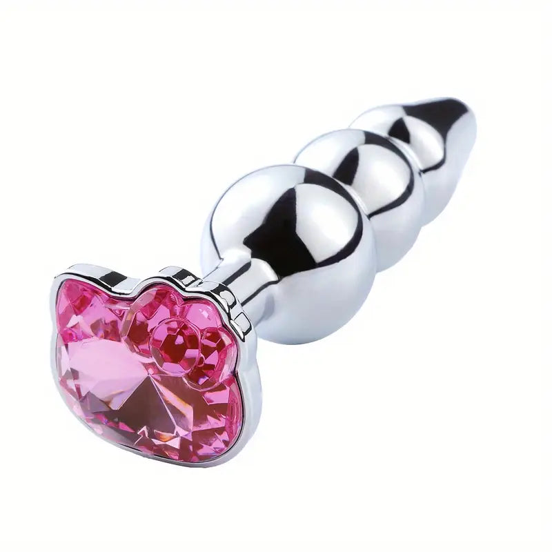 Cat Face Shape Jewel Base Metal Anal Plug Butt Plug Couples Sex Toy