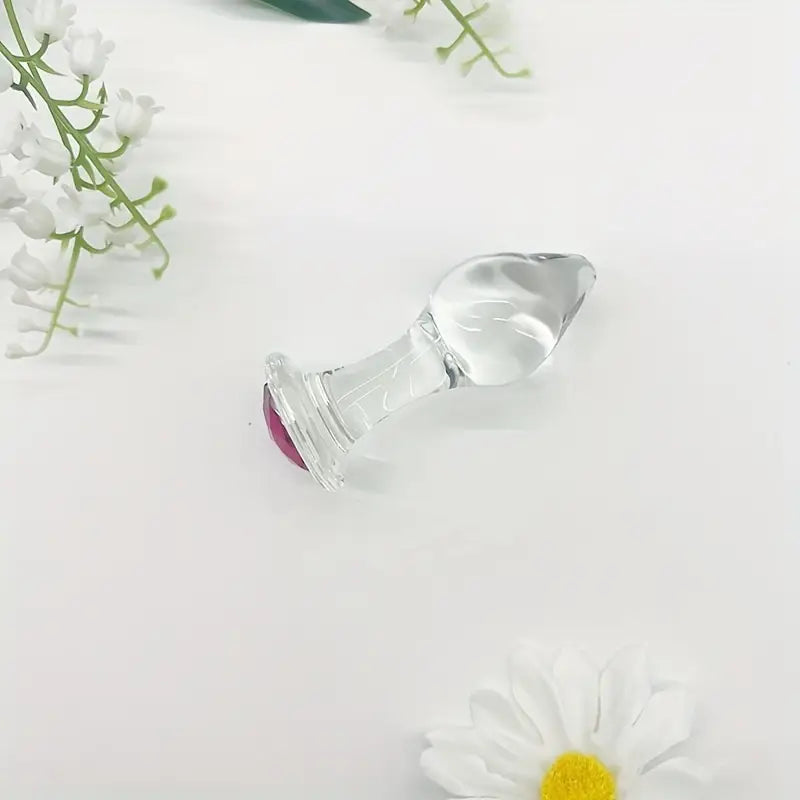 3 Sizes Transparent Glass Pink Head Anal Plug Set Solid Color Hand Wash