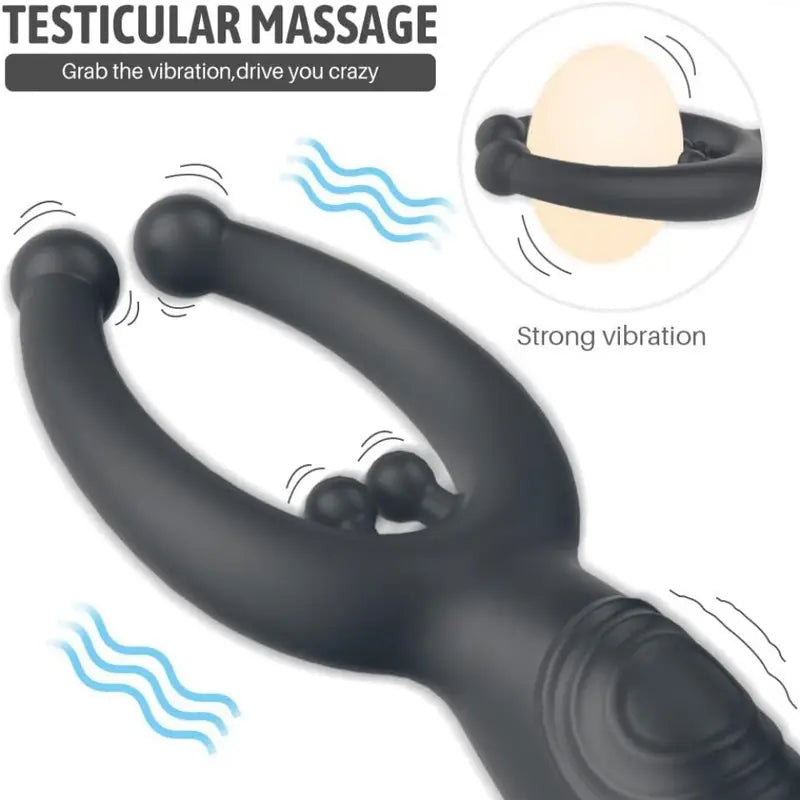 Male Prostate Vibrator Turning Massager Stimulator 10 vibrating Cock Ring