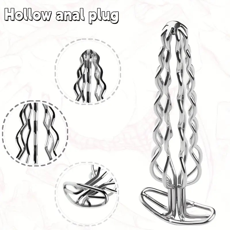 Elegant Metal Anal Plug With Hollow Design For Prostate Massage