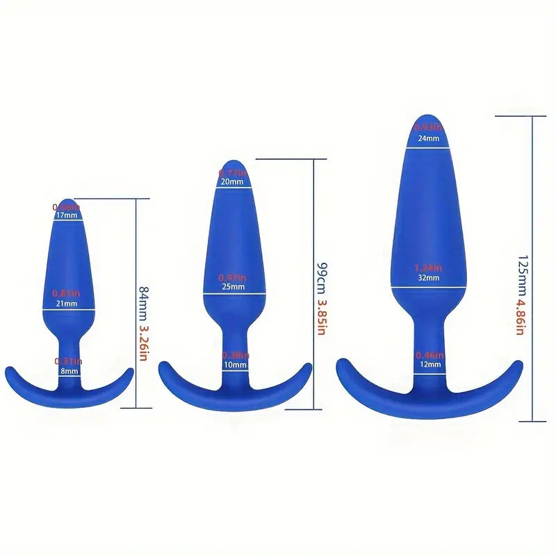 Silicone Ass Plug Training Set with Flared Base Prostate Sex Toys