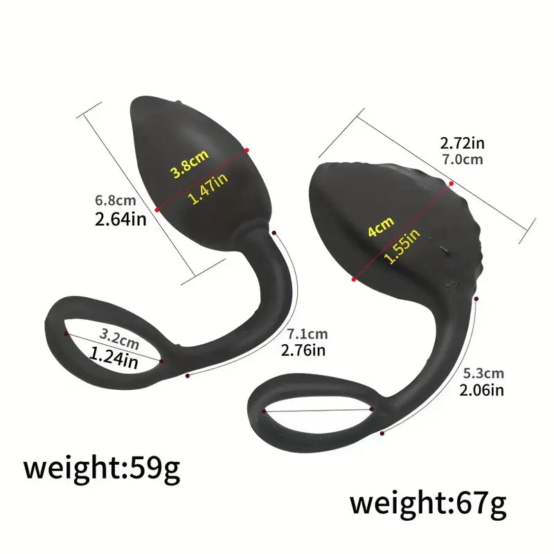 Silicone Anal Plug With Loop Sex Toy 2-in-1 Male Cock Ring Pull Tab
