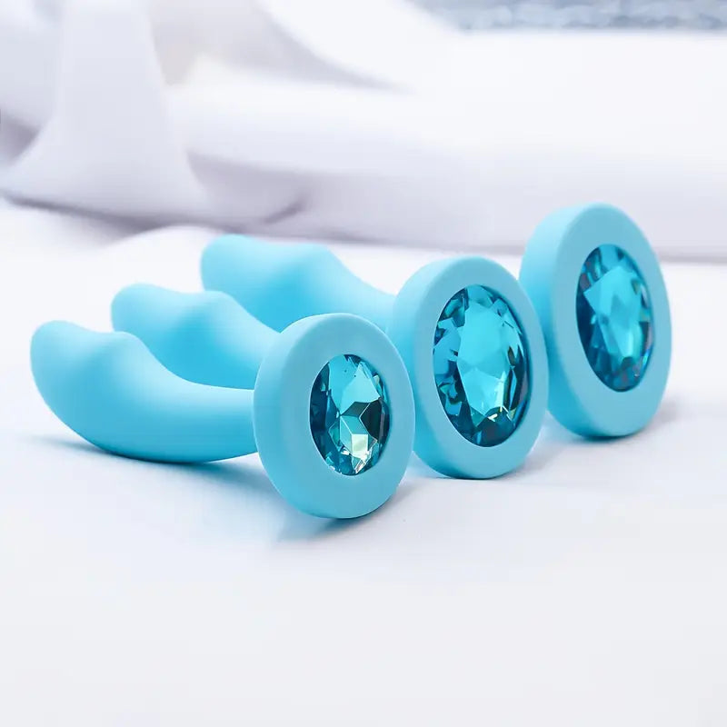 Silicone Anal Dildo Trainer Tool With Diamond Prostate Butt Plug Toy