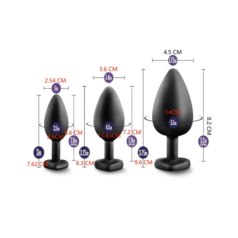 Jeweled Anal Training Set Metal Butt Plug Adult Trainer With Crystal Diamond