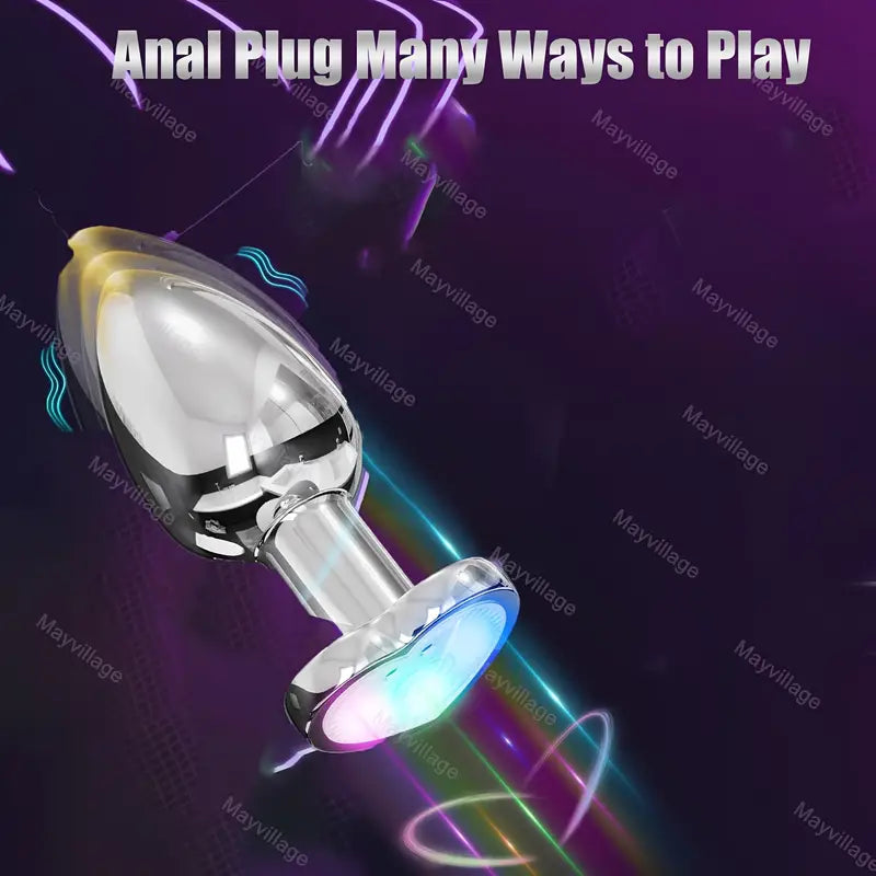 Butt Plug With 10 Vibrating Modes Flashing Light Base Prostate Massager