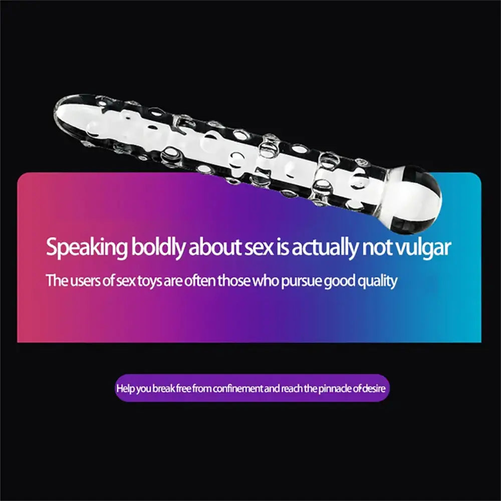 Elegant Glass Threaded Anal Plug With Heart-Shaped Beads Stimulator