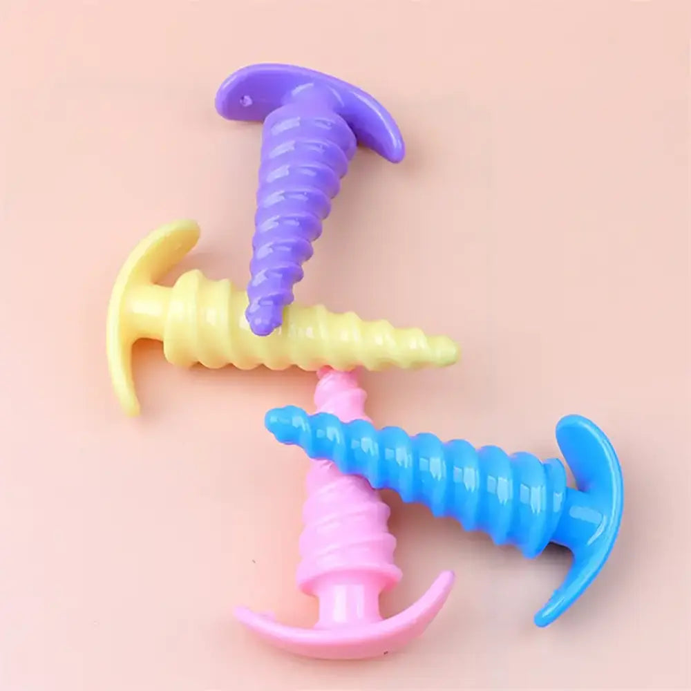 Spiral Butt Plug Anal Trainer G Spot Stimulator With Pull Handle