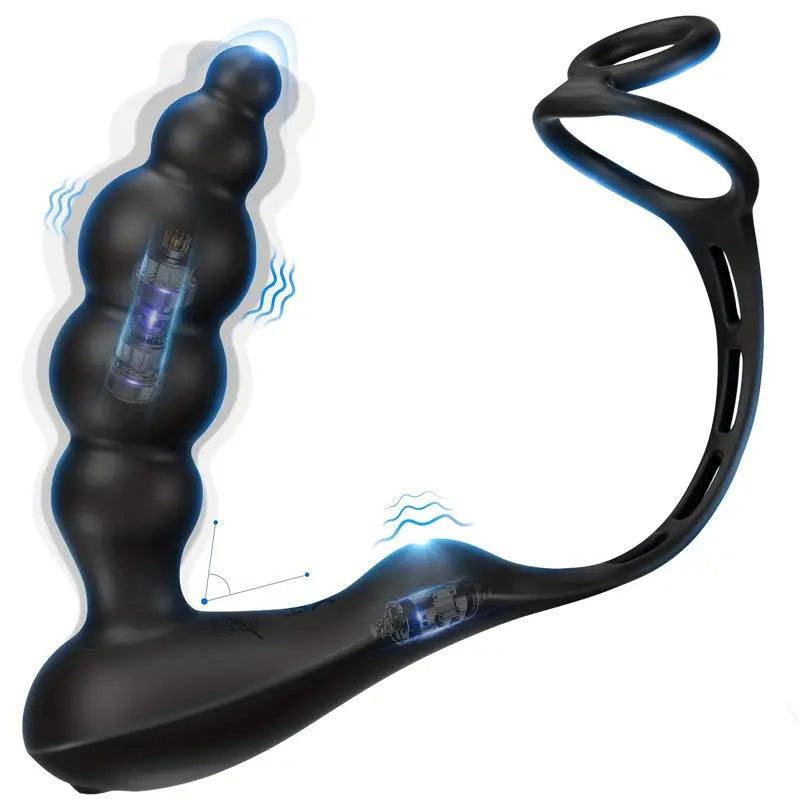 Silicone Anus Plug USB Rechargeable Dual Ring Prostate Massager For Gay