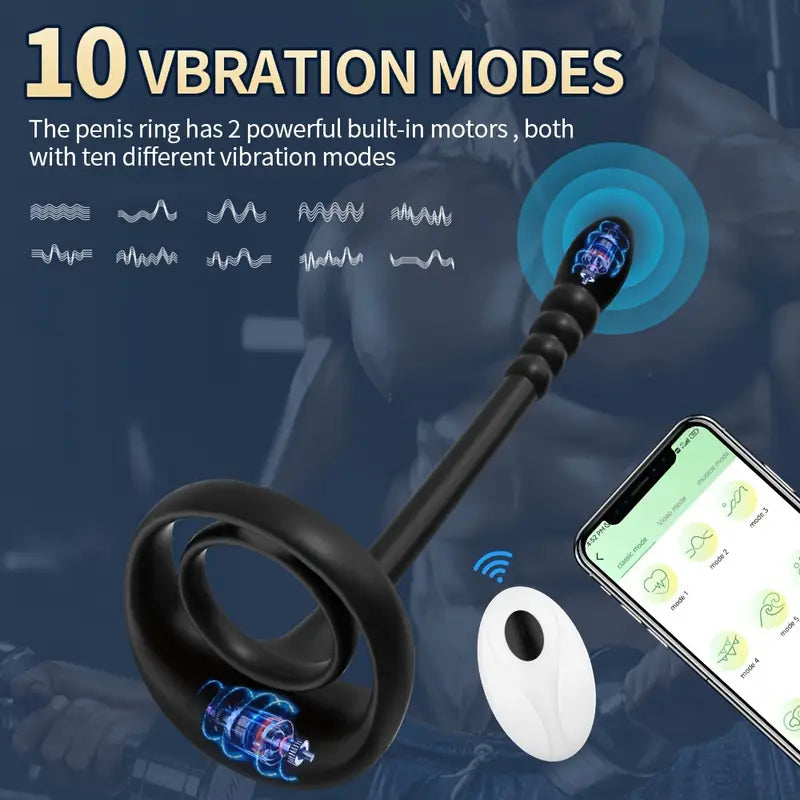Vibrating Penis Ring Anal Plug Prostate Massage Perineal APP Control