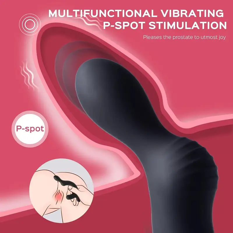 Ring-like Scrotum Holder Rocky With 9 Energetic Vibrating P-spot Butt Plug